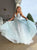 A Line Appliques Straps Tulle Sweep Train Prom Dresses
