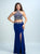 Sheath Halter Spandex Prom Dresses Beadings With Slit 