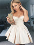 Sweetheart Satin Short Champagne Homecoming Dress LBQH0061