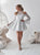 A Line High Neck Bell Sleeves Above Knee White Homecoming Dresses 