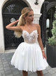 Pleats White Above Knee Appliques Homecoming Dresses