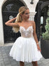 A Line White Spaghetti Straps Appliques Chiffon Homecoming Dress LBQH0113