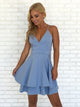 Spaghetti Straps V Neck Short Homecoming Dresses