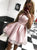 A Line Pink Satin Short Homecoming Dresses