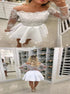 Scoop Long Sleeves White Lace Short Homecoming Dress LBQH0077