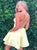 A Line Satin Yellow Criss Cross Homecoming Dress with Pockets