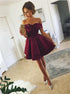 Short Satin Off the Shoulder Homecoming Dresses LBQH0059