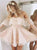 A Line Pink Off the Shoulder Tulle Homecoming Dresses 