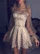 A Line Scoop Tulle Prom Dresses