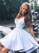 Mini Blue Homecoming Dresses with Appliques 