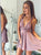 A Line Dusty Pink Short Satin Homecoming Dresses