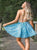 Sky Blue A Line Lace Spaghetti Straps Criss Cross Homecoming Dresses