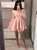 A Line Scoop Short Homecoming Pink Dresses With Long Sleeves 
