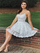 A Line Lace Criss Cross Homecoming Dresses