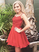 Red Pleats Homecoming Dresses