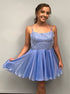 A Line Spaghetti Straps Lace Up Sparkle Beading Chiffon Homecoming Dress LBQH0120