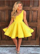 Above Knee Yellow A Line Homecoming Dresses