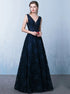 A Line Lace and Belt Tulle Prom Dress LBQ0436