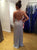 Sheath Silver Tulle Backless Halter Sleeveless Floor Length Prom Dresses 