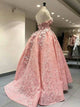 Lace Sweetheart Appliques Asymmetrical Pink Prom Dresses