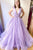 Lilac Tulle Long Prom Dresses, Long V-neck Formal Evening Dress GJS270