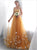 Orange A Line Strapless Tulle Long Prom Dresses