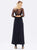  A Line Two Piece Scoop Lace Black Appliques Long Sleeves Prom Dresses