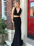 Mermaid Two Piece Black Long Prom Dress LBQ0438