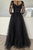 Long Sleeves Round Neck Black Lace Long Prom  Lace Formal  Evening Dress ZXS376