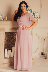 Simple Style V-neck Chiffon Long Elegant Prom Dresses Fashion Gowns ZXS304