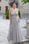 Light Gray Long V-neck Floor Length  Dresses With Appliques Prom Gowns  ZXS305