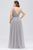 Light Gray Long V-neck Floor Length  Dresses With Appliques Prom Gowns  ZXS305