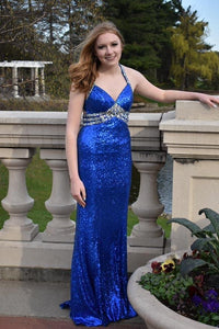 Sparkly Royal Blue Long Prom Dresses  Pretty Party Gowns GJS282