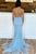 Mermaid Two Pieces Blue Lace Long Prom Formal Dress GJS459