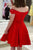 Off the Shoulder Red Satin Short Prom Homecoming Dress GJS710