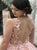 Sweep Train Pink Tulle Open Back Prom Dress with Appliques LBQ0360