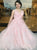 Deep Sweep Train Pink Tulle Open Back Prom Dress with Appliques 
