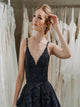 Sweep Train Black Evening Dresses