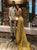 Sweep Train Golden Evening Dresses
