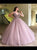 Beaded Tulle Deep Illusion V Neck Ball Gown Prom Dresses