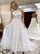 A Line Halter White Tulle Appliques Prom Dresses 