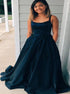 A Line Spaghetti Straps Satin Prom Dress with Pockets LBQ3533