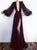 A Line V Neck Black Tulle Long Sleeves Prom Dress with Split LBQ3475