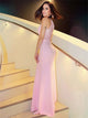 Sweep Train Pink Evening Dresses