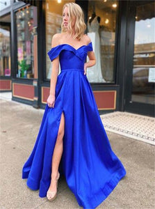 Sweep Train Royal Blue Evening Dresses