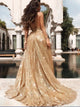Sweep Train Golden Evening Dresses