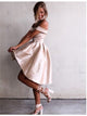 A Line Light Champagne Off the Shoulder Satin Prom Dresses