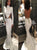 High Neck Mermaid Long Sleeve Backless White Prom Dress LBQ3789