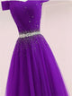 Purple Tulle Rhinestone Prom Dresses