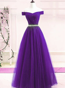 Off the Shoulder Purple Evening Dresses